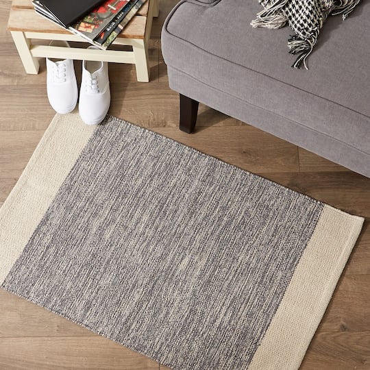 DII® Gray Variegated Border Hand-Loomed Rug, 2ft. x 3ft.